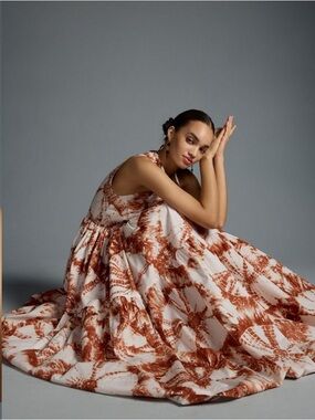 NWT Anthropologie S/W/F V-neck Maxi Shibori Tie Dye Resort Cutout Dress S $409